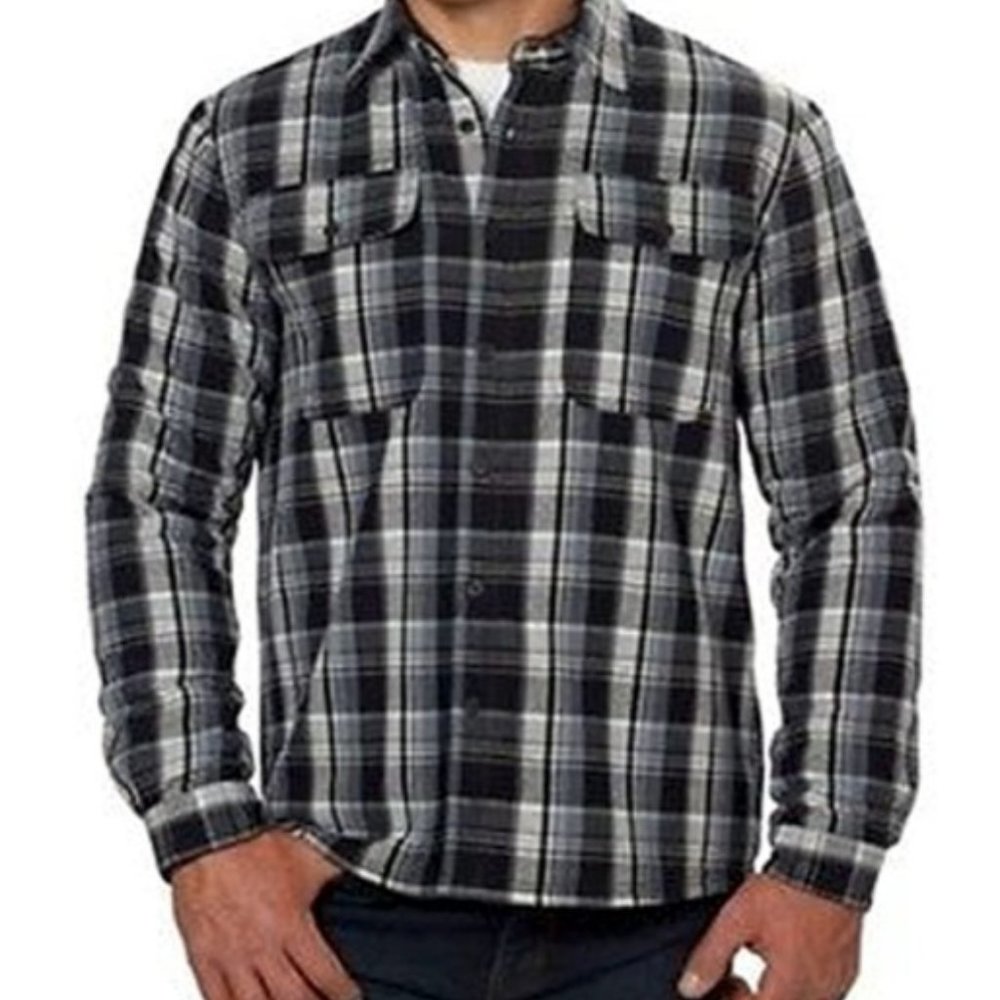 Mens Flannel fleece plaid Shirt Jacket Shacket